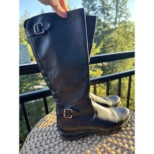 La Canadienne Women's Tall Black Waterproof Lined Boots 8 M Buckle Zip 23146